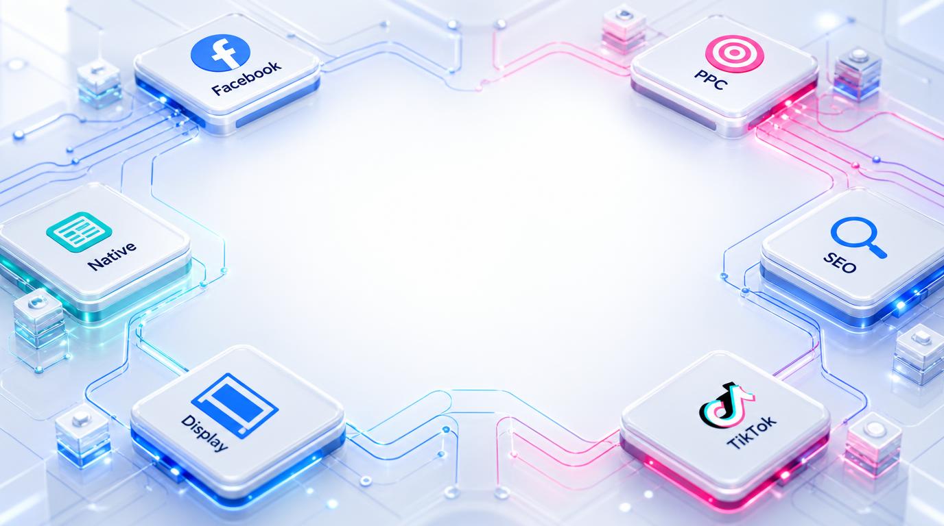 Traffic sources: Facebook, PPC, Native, SEO, Display, TikTok